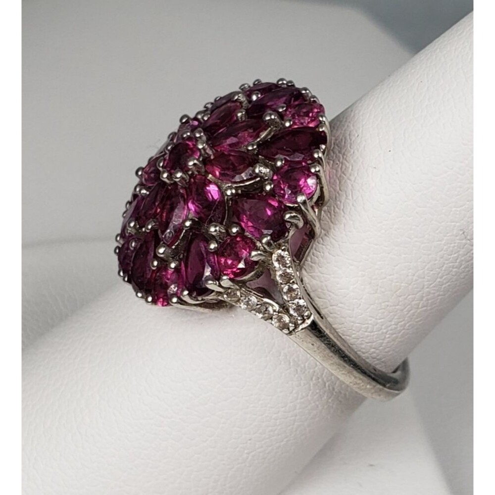 DJoy Signed 925 Sterling Silver Purplish Pink Rhodolite Garnet Ring Size 8.25 - Picture 8 of 16
